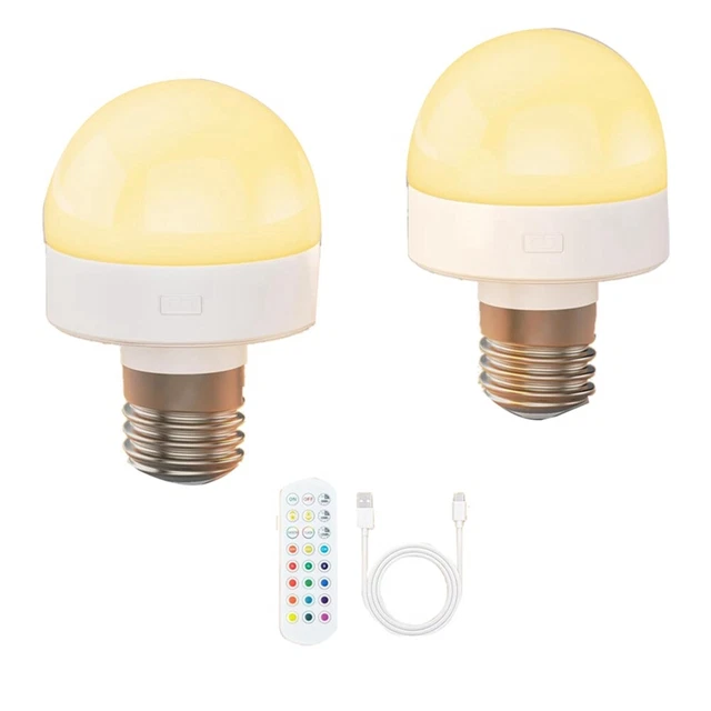 RECHARGEABLE LIGHT BULBS with Remote - E26 Battery Operated Light Bulb ...