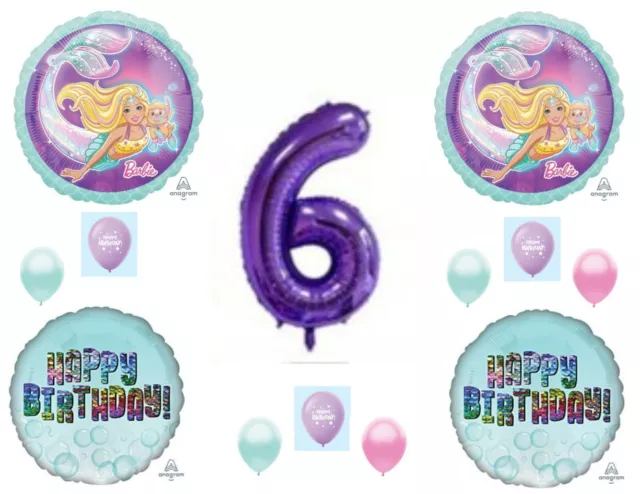 Barbie Mermaid 6th Happy Birthday Party Balloons Decoration Supplies Ocean