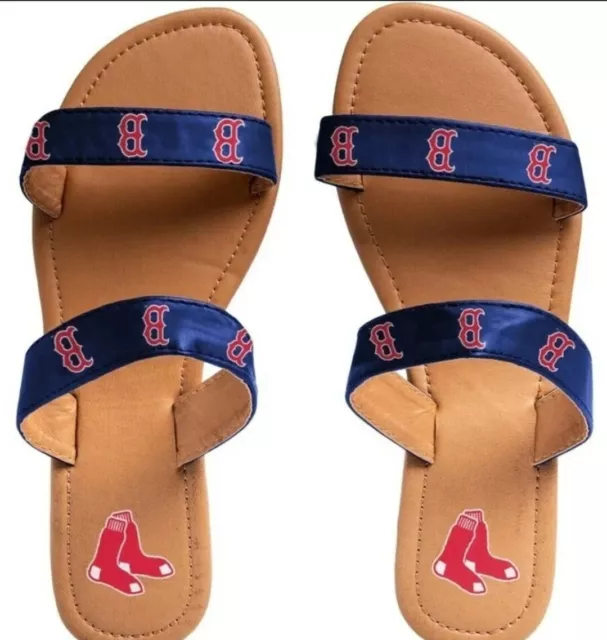 Size Small - MLB Boston Red Sox Women's Double Strap Sandals by FOCO for Summer