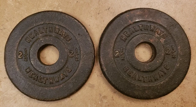 Vintage Barbell Weight Plates Lot A Number Of Different Sizes/weights