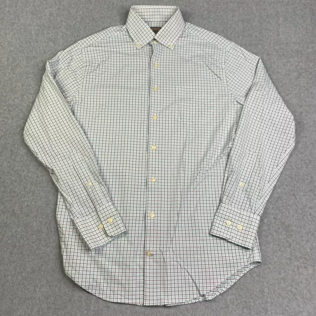 Peter Millar Shirt Small White Tattersall Summer Comfort Button Up Mens