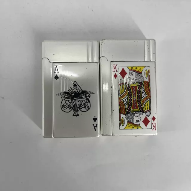 LOT OF 2 King of Diamonds/Ace of Spades Playing Card Butane Refillable Lighter