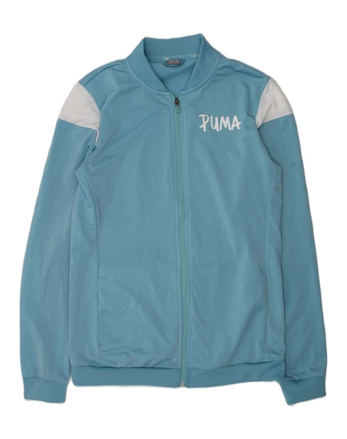 PUMA Girls Tracksuit Top Jacket 15-16 Years Blue Polyester AK81