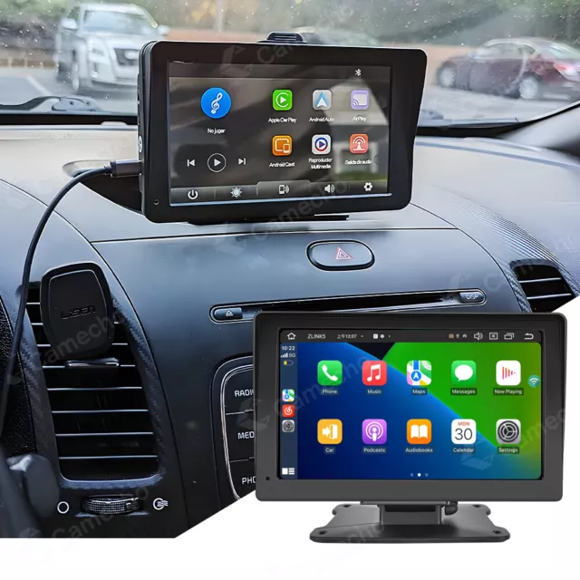 7" Touch Screen 2K Portable Car Wireless Apple CarPlay Android Auto Radio BT FM