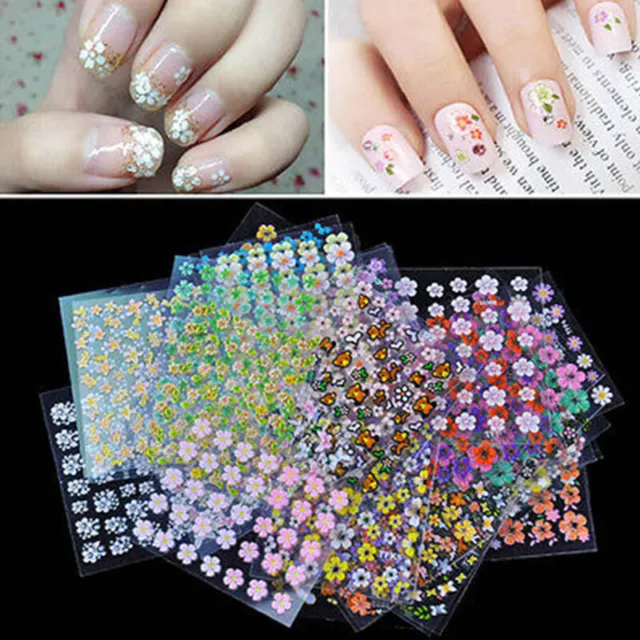 50Pcs Mix 3D Nail Sticker Flower Decal Nail Slider Nail Décoration Manucure * €