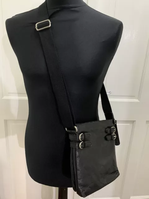 Clarks Black Supple Leather Shoulder bag/crossbody bag. Two Zip Compartments