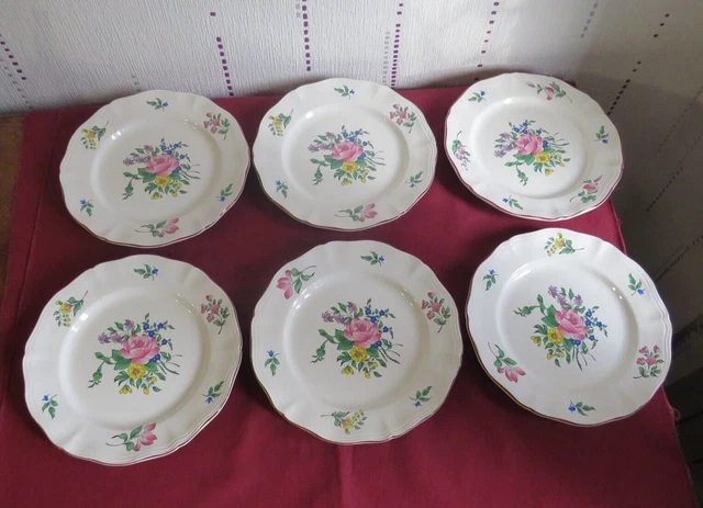 Assiettes à Dessert Pickmans – Décor Rose – Faïence – Espagne – Occasion