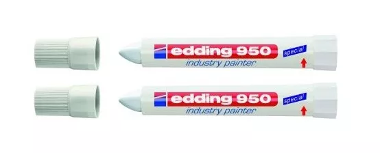 2 x Edding 950 industry painter Spezialmarker Strichstärke 10mm, weiß