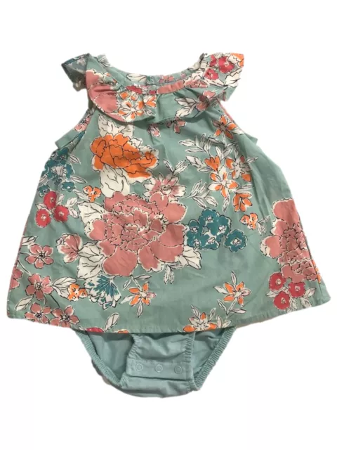 Carters Infant Girls Blue Green Floral Print Romper Baby Bodysuit Outfit 18m
