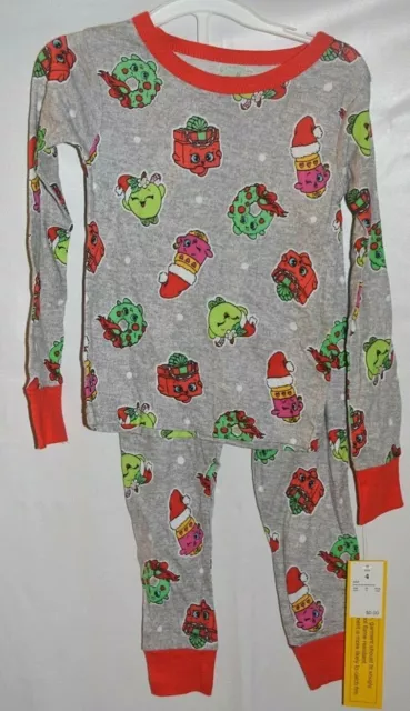 Ensemble Pyjama Shopkins Shopkin 2 Pièces Filles Garçons Pjs Haut Et Bas Rouge Gris 4 Neuf