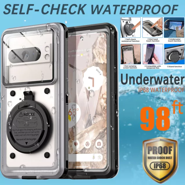 For Google Pixel 8 7 6 Pro 7a Case Waterproof Self-Check IP68 Underwater Cover