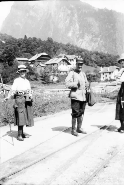 Antique Photo Negatives - Country Guard? & Ladies Near a Mountain Village