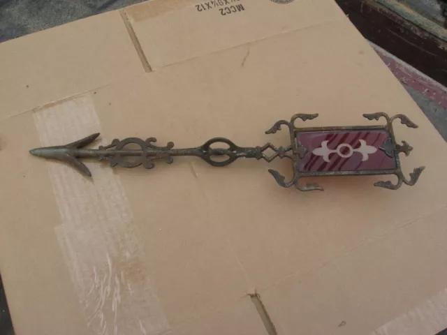 18 Inch Weathervane Arrow Pointer Red Glass And Iron Metal