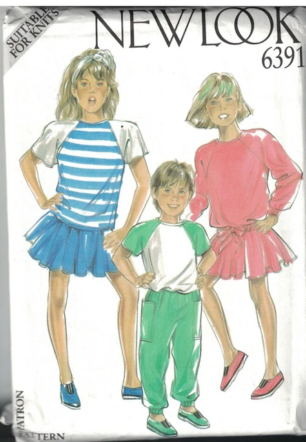 6391 Vintage New Look Cucito Motivo Ragazze Gonna Pantaloni Top T-Shirt Uncut