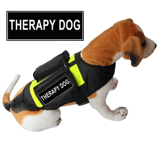 THERAPY DOG SERVICE DOG Vest Harness w/ POCKETS & Side Bags free label Patches
