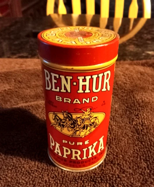 OLD VINTAGE FULL 4 Oz Can Ben-Hur Pure Paprika 4 1/8
