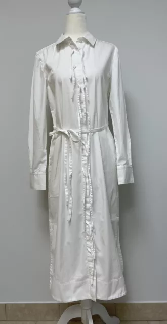 REBECCA TAYLOR NWOT Women’s Shirt Dress Long Button Front Cotton White Size S