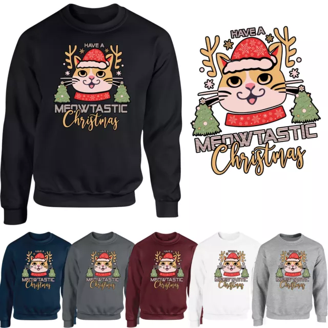 Have A Meowtastic Christmas Mens Sweatshirt Xmas Santa Cat Novelty Gift Jumper