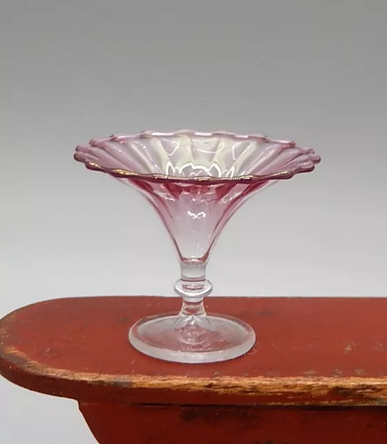 Vintage OOAK Pink Iridized Glass Vase Artisan Dollhouse Miniature 1:12
