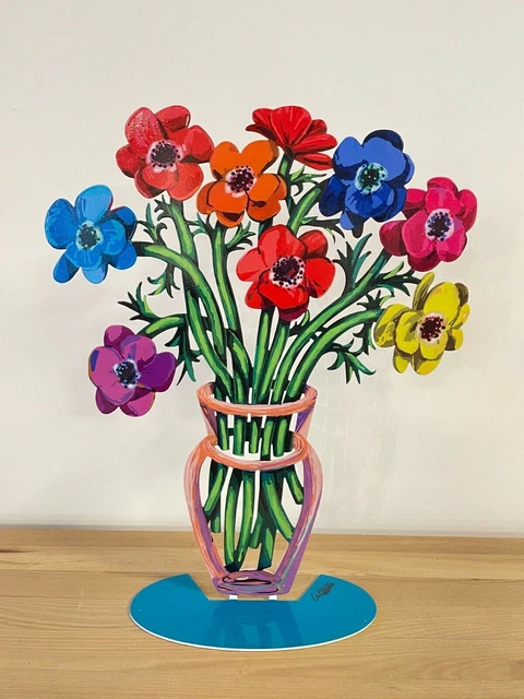 Sculpture " vase aux coquelicots " Fleurs en Métal Pop art par DAVID GERSTEIN