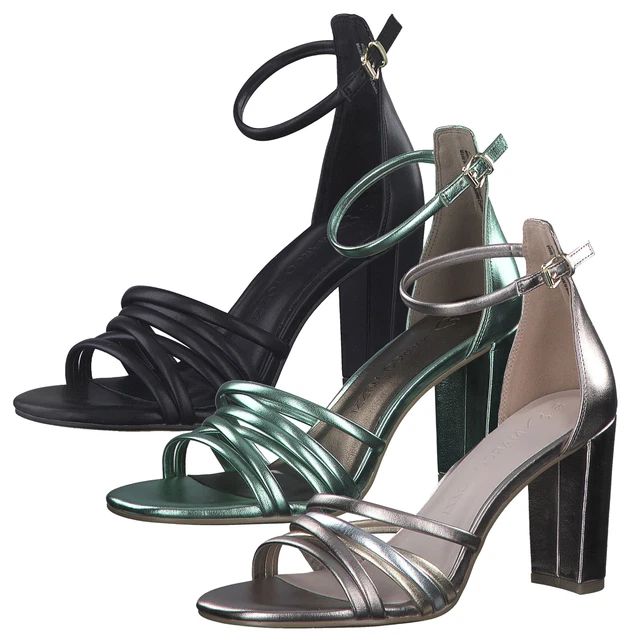 MARCO TOZZI Femmes Sandalette Métallique Lanière Talon en Bloc 2-28386-20