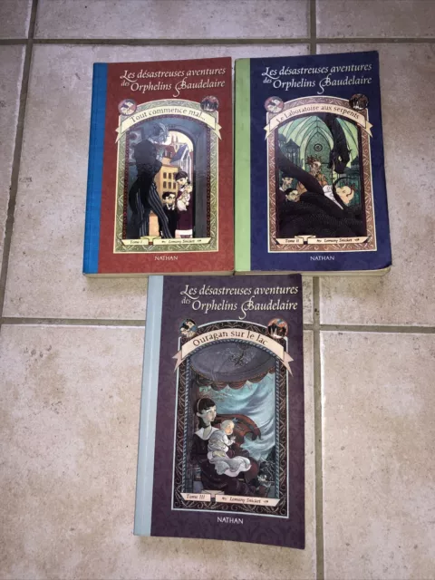 lot de 3 livres les désastreuses aventures des orphelins Baudelaire tome 1,2,3