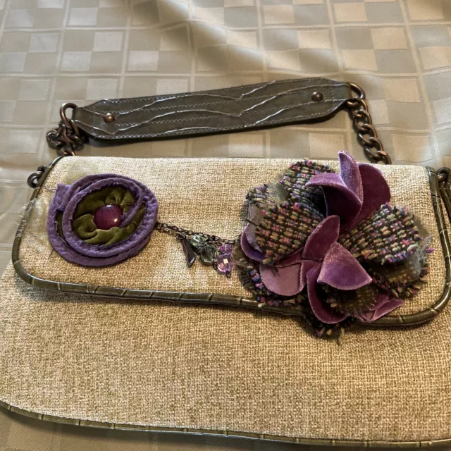 VINTAGE RETRO FABRIC Flower purse with charms-12x7 $12.00 - PicClick