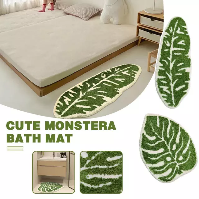 Plant Monstera Tufted Rug Irregular Plush Tropical Leaf Areas S4T4