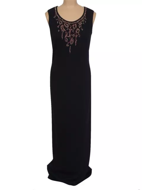 NWT ST. JOHN Knits Black Evening Santana Knit Sequined Dress Gown sz 2 $1830