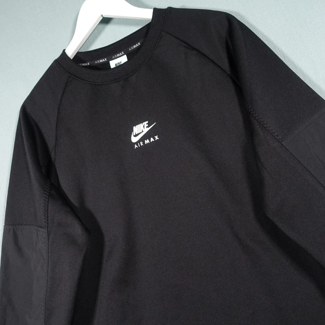 NIKE AIR MAX Jumper Mens Medium Black White Therma Fit Sweatshirt Swoosh Top 49.97 PicClick UK