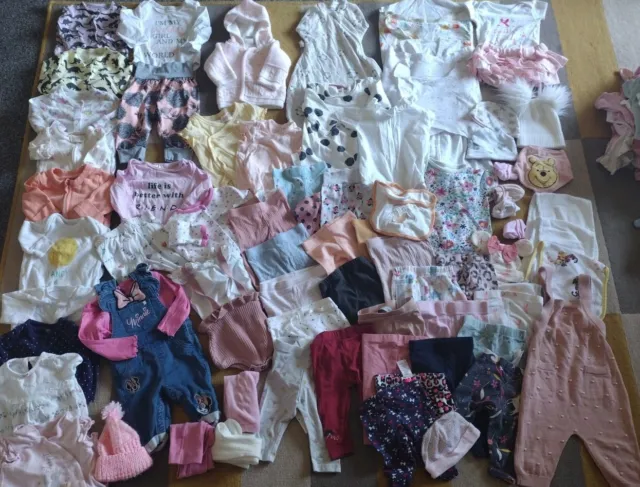 Baby Girls 0-3 Months HUGE Bundle Sleepsuits,outfits,Sleepbag,Leggings & Hats