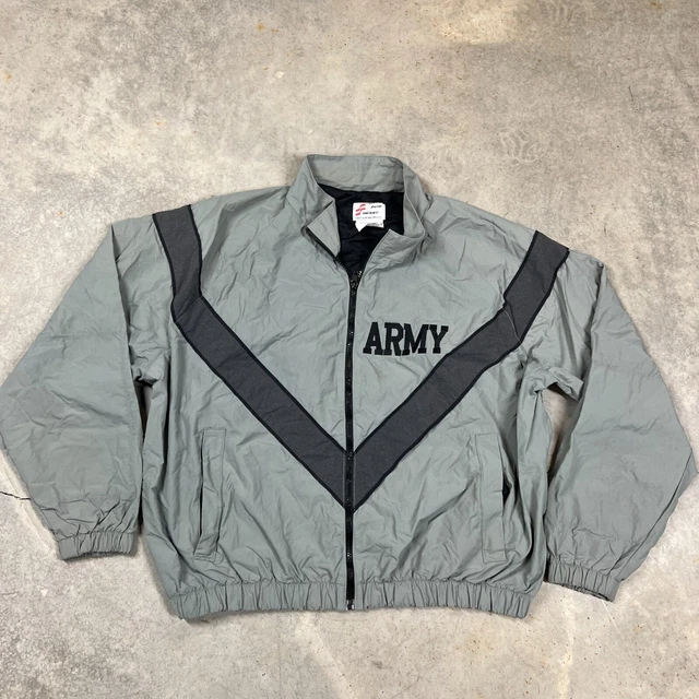 US ARMY USGI Physical Fitness Jacket Uniform Gray Bomber Full Zip Medium Short