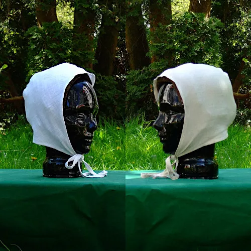 Damen Herren Gewandung Mittelalter Reenactment Bundhaube Leinen weiß naturfarben