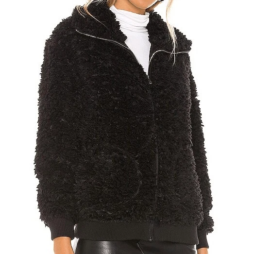 BB DAKOTA STEVE Madden Black Teddy Bear Sherpa Zip Up Jacket