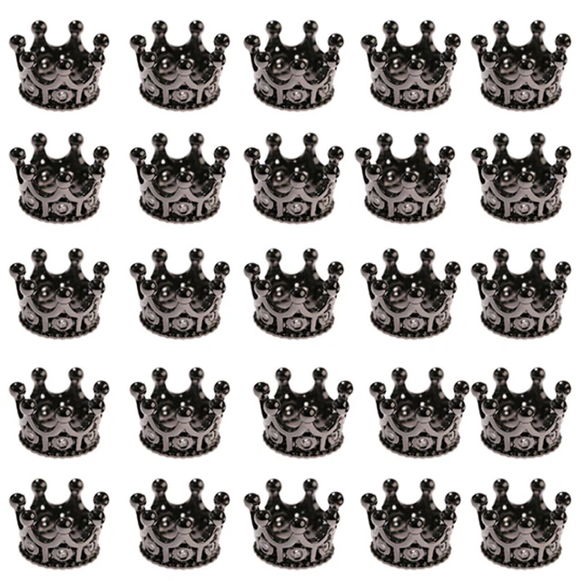 10Pcs Brass Queen King Crown Spacer Loose Bead Black for Bracelet Jewelry Making
