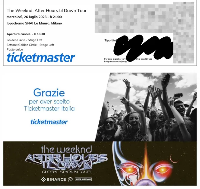 The Weeknd - Milano, 26/07/23 - Biglietto GOLDEN CIRCLE (LEFT STAGE)