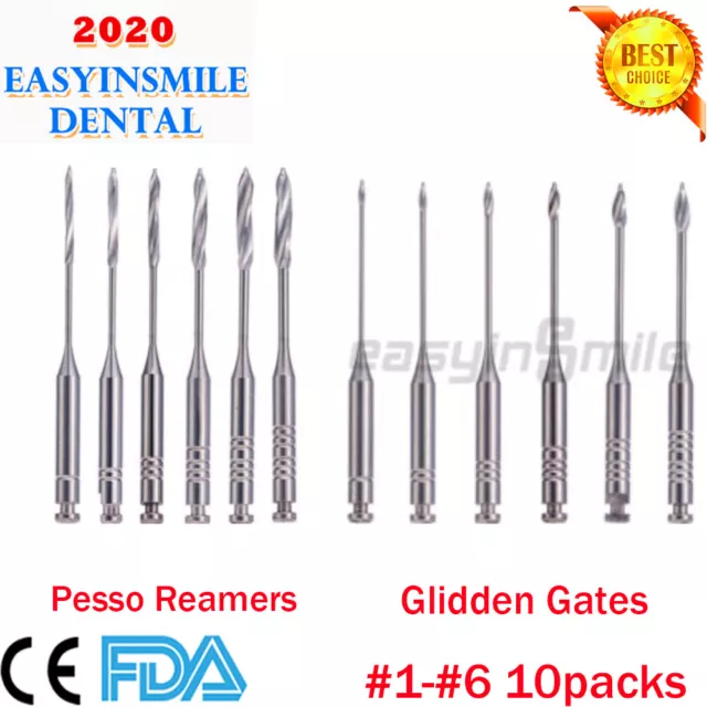 10packs Endo Dental Pesso Reamers/Glidden Gates Spiral Burs Root Canal Drill 1-6