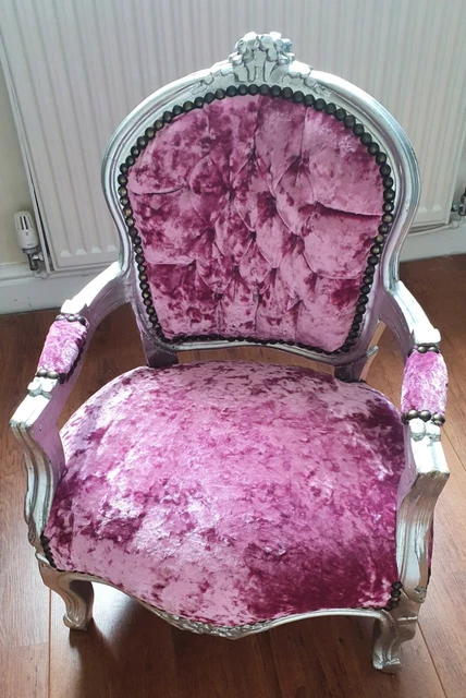 Pink crushed shop velvet chair