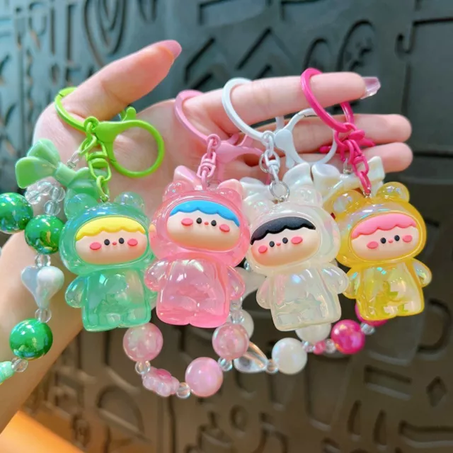 Beads Beaded Keychain Frog Girl Cartoon Key Ring  Jewelry Gifts