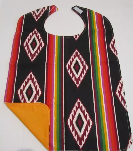 BRIGHT SOUTHWESTERN Print Adult Sized Bib * Special Needs Seniors * Reversible