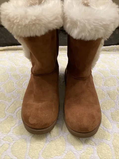 SO Abigail Women's Faux Fur Trimmed Chestnut Winter Boots Size 8