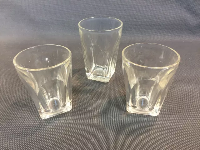 Lot de 3 anciens verres à facettes de bistrot vintage années 1940 1950