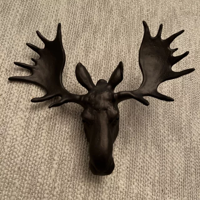 Vtg Small Metal Wall Mount / Screw Moose Head