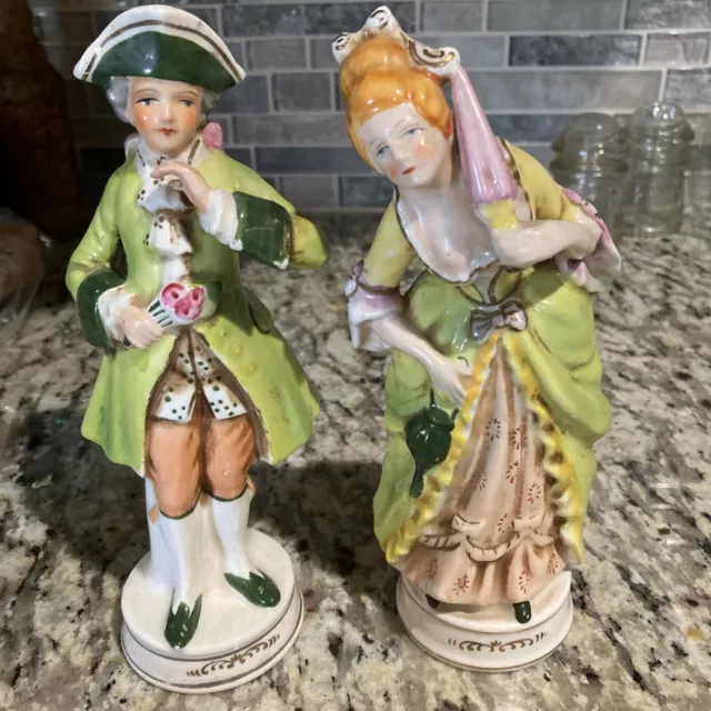 Vintage Pair Of Moriyama Occupied Japan Art Deco Porcelain Figurines Collectable