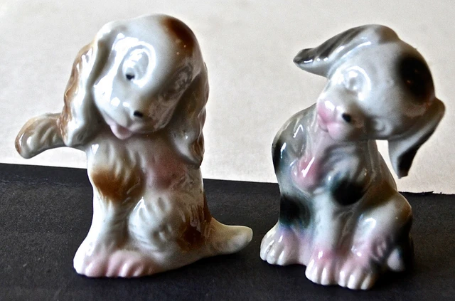 Vintage Japan Puppy Dog Figurines Ceramic Lot of 2