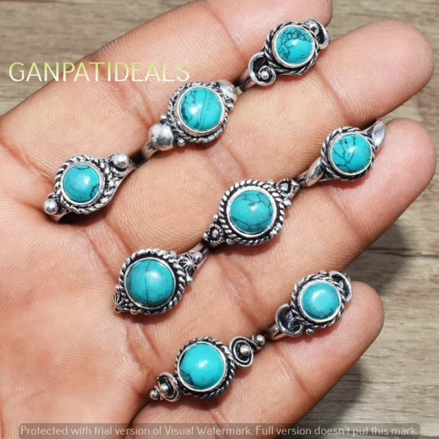 BULK SALE !! Turquoise Gemstone Rings Wholesale Lot 925 Silver Plated Jewelry