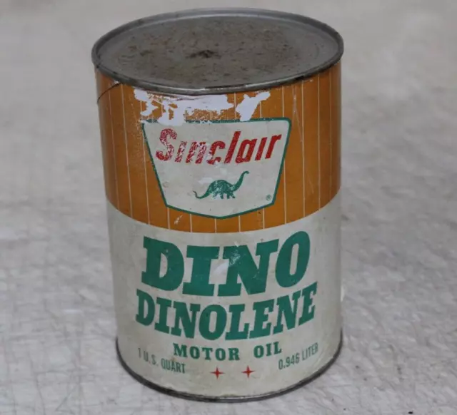 VINTAGE SINCLAIR DINO DINOLENE MOTOR OIL 1 QUART Cardboard CAN EMPTY