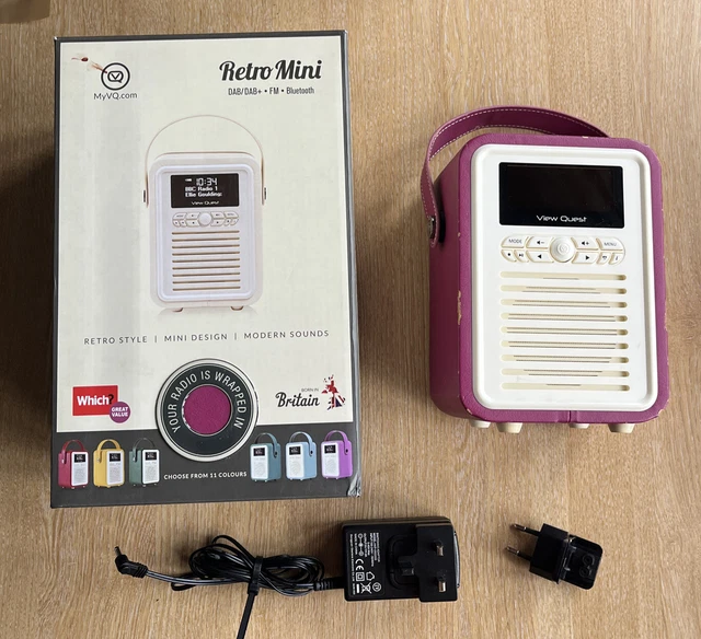 VQ VIEWQUEST RETRO Mini DAB radio Bluetooth pink excellent sound £19.99