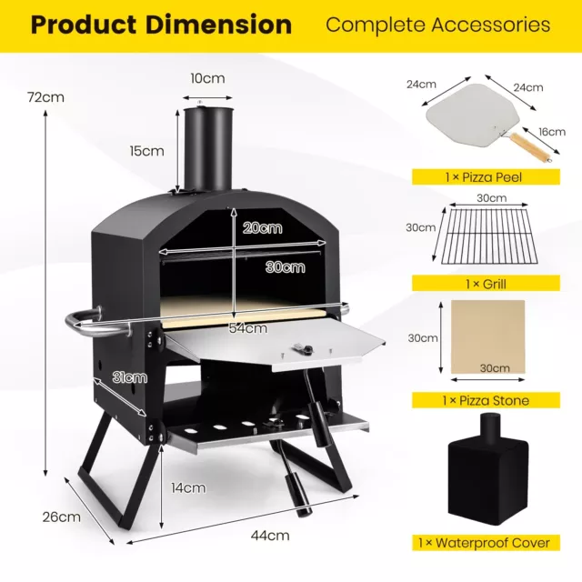 Outdoor Pizza Oven Wood Fired Pizza Maker Chimney Pizza Peel Stone Cooking Grill 2