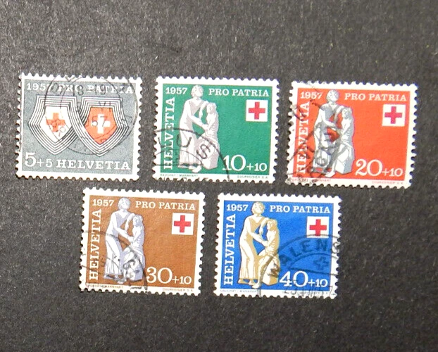 Schweiz 1957:  Kompletter Satz Pro Patria,  MN 641-645, sauber gestempelt
